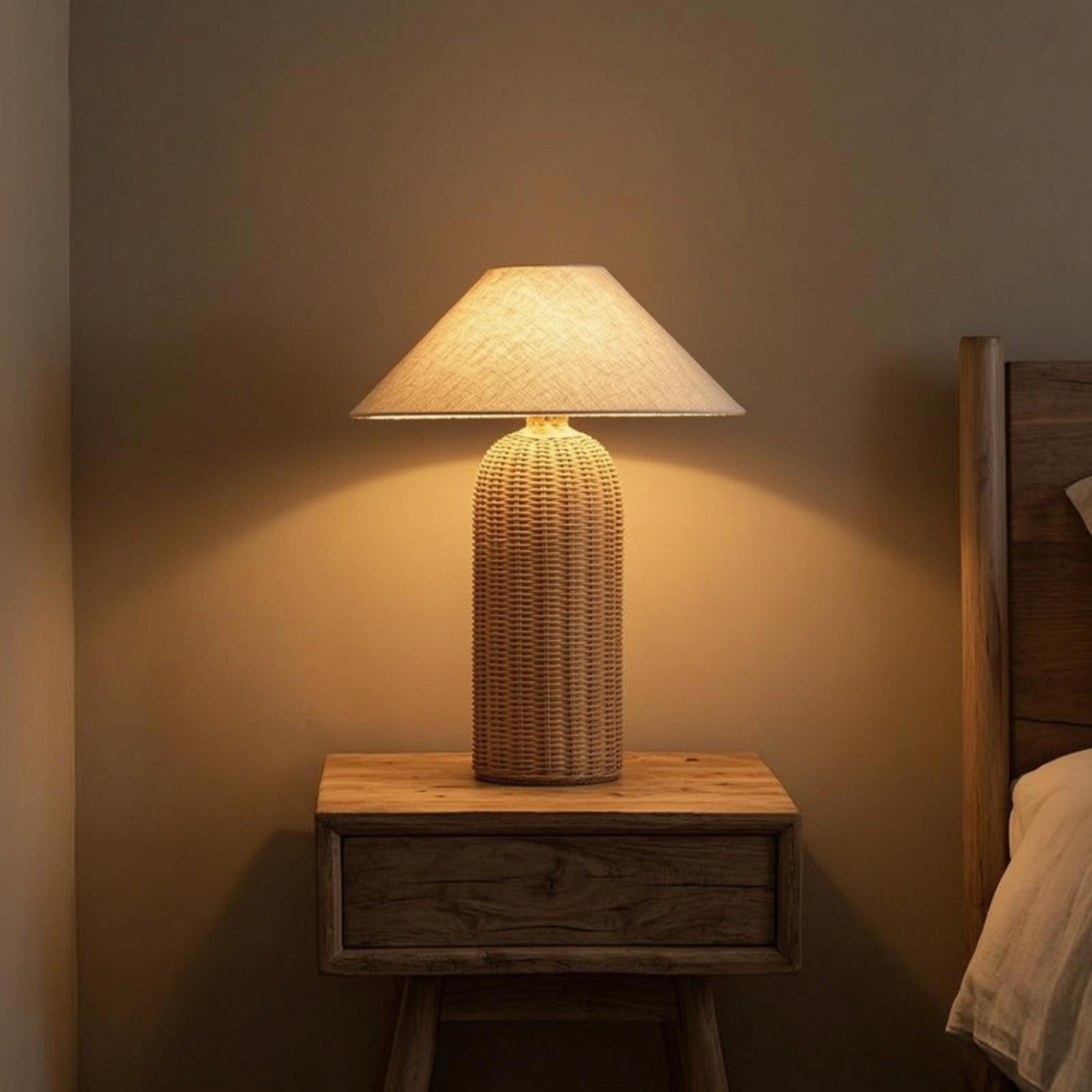 Decor Lighting Lamps - Yatak Başı Lambası Rattan Tabanlı Kumaş