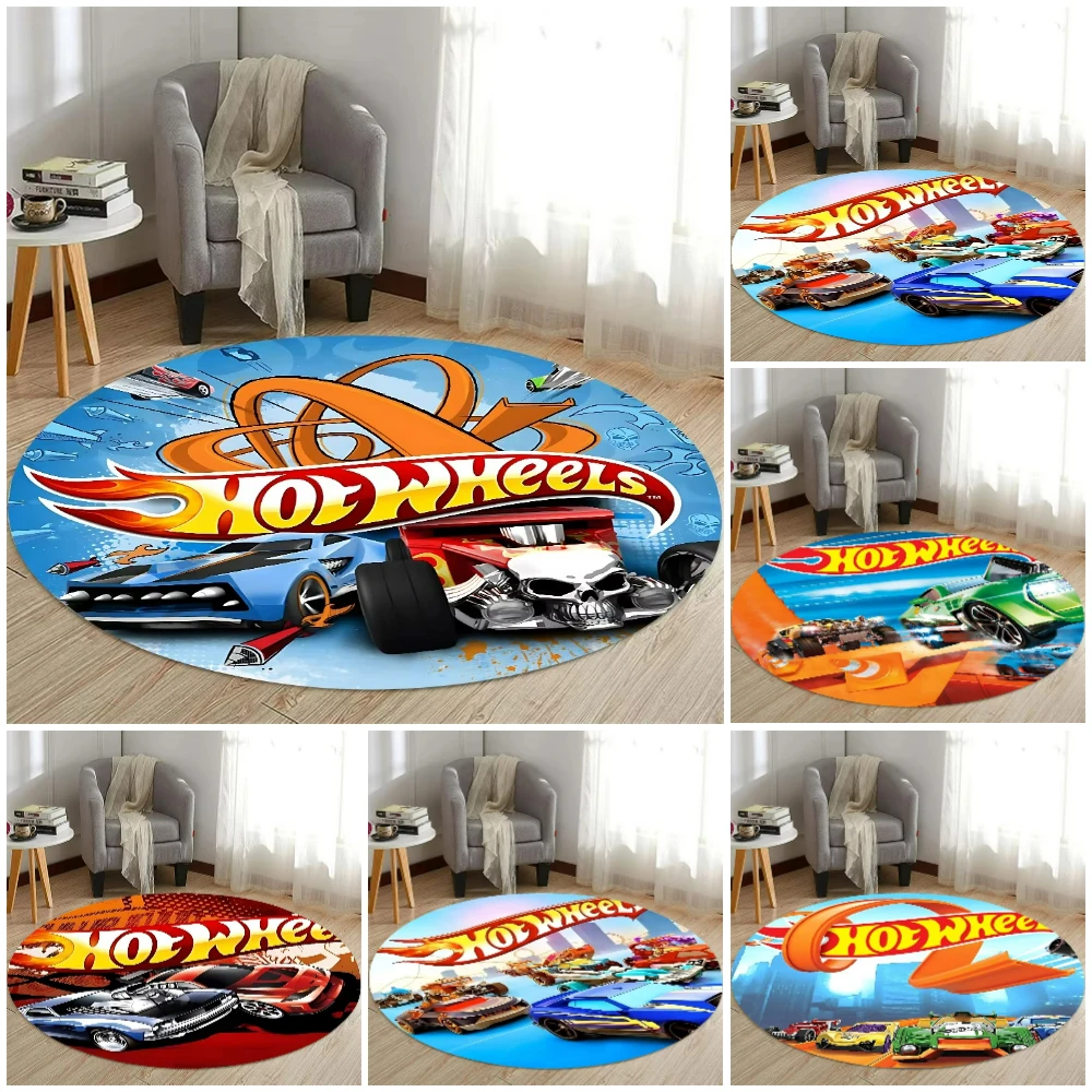Lighting Mcqueen Bedroom Decor - Hot Wheels Arabalar HD Baskılı Yuvarlak