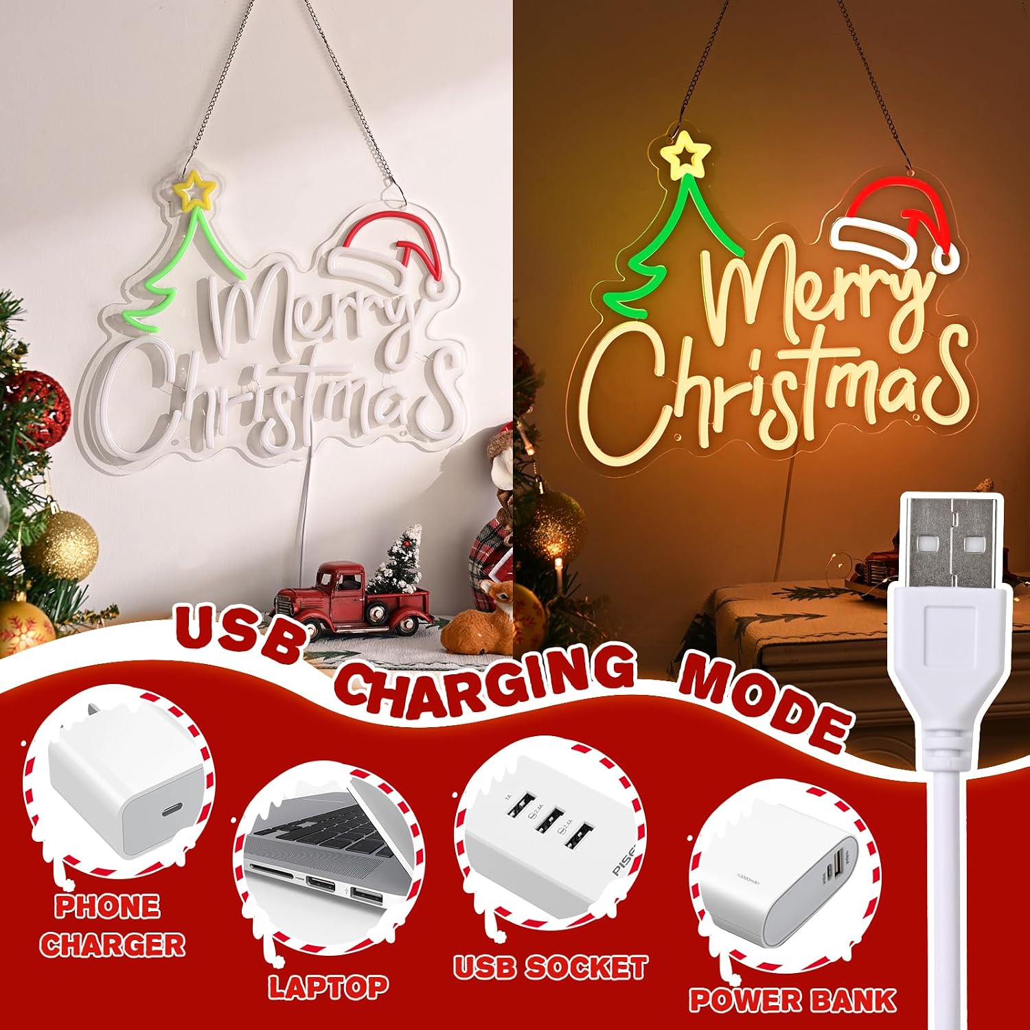 Noel Temalı Neon Tabelası, USB - Lighting Christmas Decor incelemesi ve fiyatı